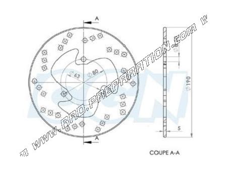 Disque de frein arrière NG Ø190mm pour YAMAHA MAJESTY et MBK SKYLINER 125