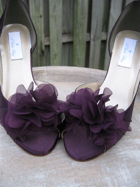 Purple Eggplant Bridal Shoes Purple Wedding Shoes With Organza Etsy