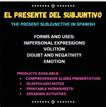 Spanish Present Subjunctive Doubt And Negativity Notes And Practice