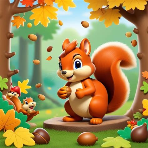 Premium Photo Squirrel Gathering Acorns