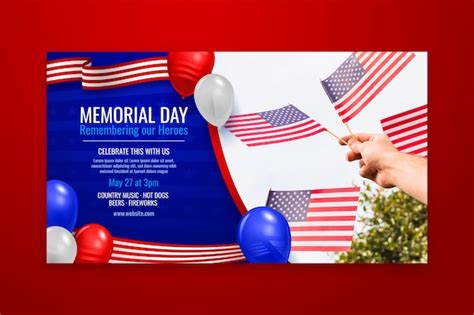 Premium Vector Realistic Usa Memorial Day Horizontal Banner Template