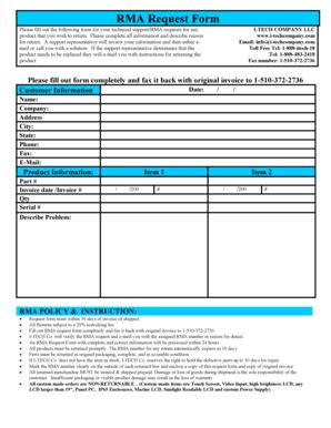 Fillable Online RMA Request Form Yimg Fax Email Print PdfFiller