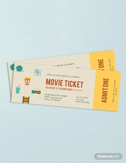 Movie Ticket Invitation - 17+ Examples, Illustrator, Word, Pages, Photoshop, Publisher