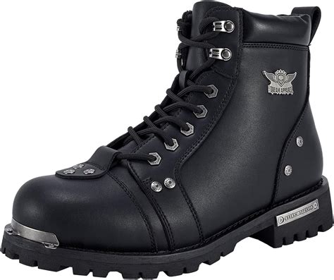 Black Mens Motorcycle Boot For Riding Pu Leather Combat