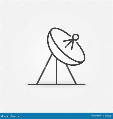 Vector Parabolic Antenna Concept Minimal Line Icon Stock Vector