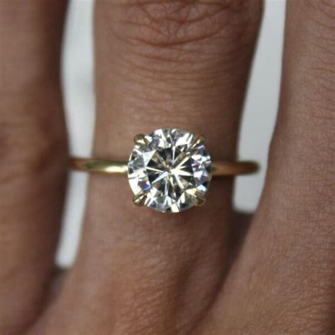 2 00 Carat Round Forever One Moissanite Solitaire Ring 14k Yellow Gold