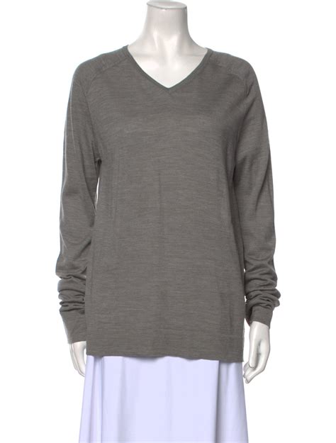 Balenciaga V Neck Long Sleeve Sweatshirt Grey Tops Clothing Bal236462 The Realreal