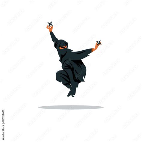 Vector Asian Ninja Cartoon Illustration Assasin Fighter Stock