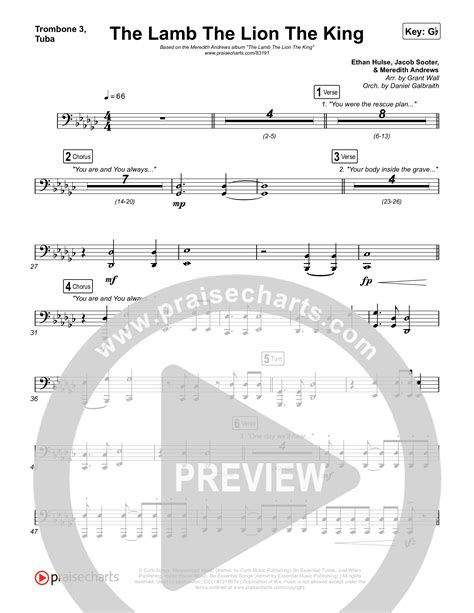 The Lamb The Lion The King Trombone Tuba Sheet Music Pdf Meredith