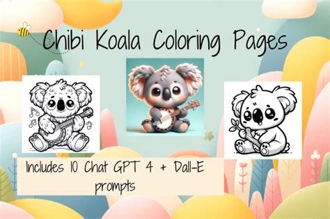 Chibi Koala Coloring Pages And Prompt Graphic By Spoiled By Madhuri