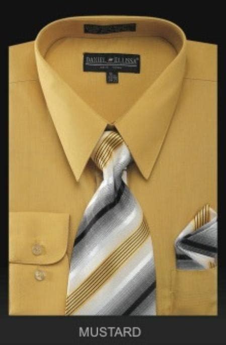 Mens Dress Shirt Premium Tie Goldyellowmustard