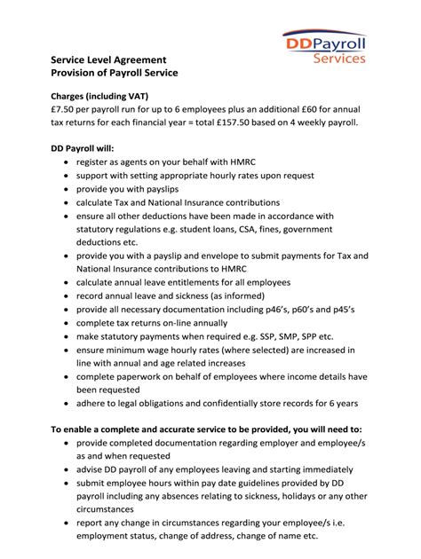 Payroll Services Agreement Template