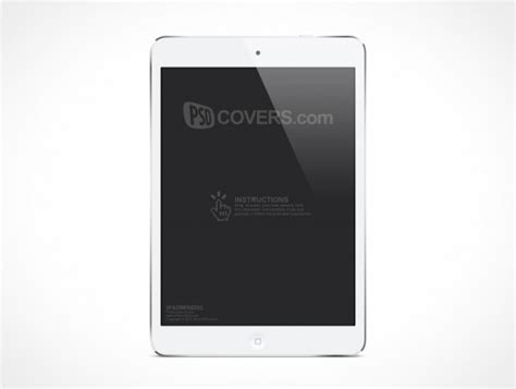 White Ipad Mockup Showcase Designs On Front View Of Ipad Mini