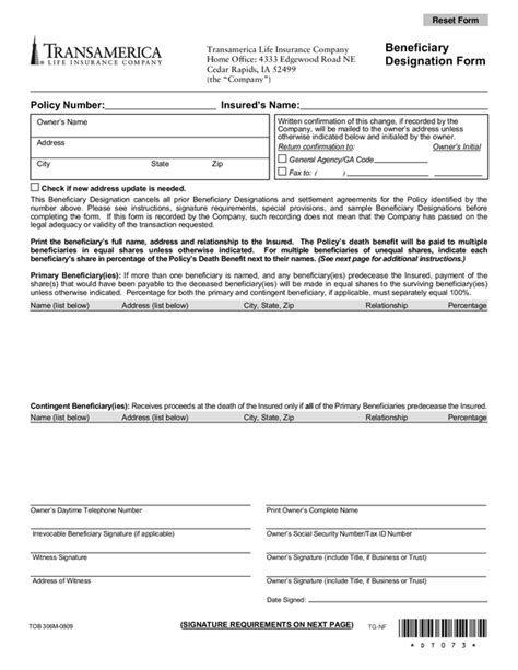 Fill Free Fillable Transamerica Pdf Forms