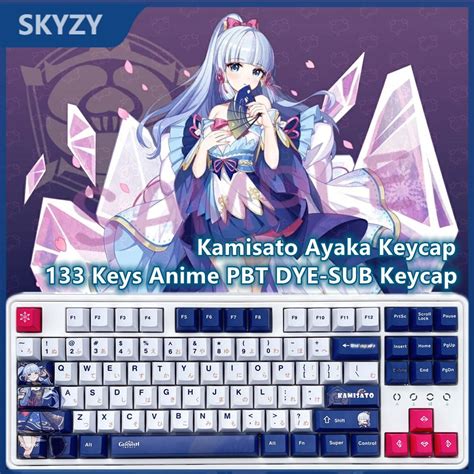 Keys Kamisato Ayaka Keycap Cherry Profile Genshin Impact Anime Pbt