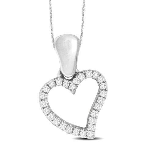 10k White Gold 1 8 Ct Tw Diamond Heart Pendant Unclaimed Diamonds