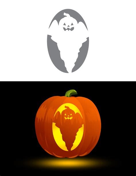 Printable Ghost With Pumpkin Head Pumpkin Stencil