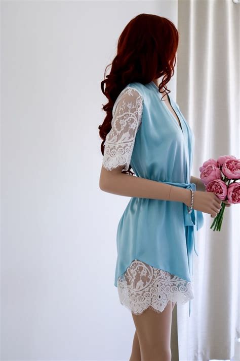 Silk And Lace Robe Bridal Robe T For Her Short Silk Robe