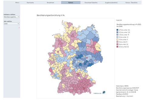 Karte Der Bev Lkerungsprognose Deutschland Bis Direkt Online