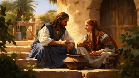 Premium Ai Image Meeting At The Well Jesus And The Samaritan Woman