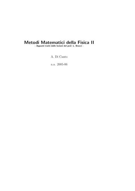 PDF Metodi Matematici Della Fisica II Japs On Line Metodi