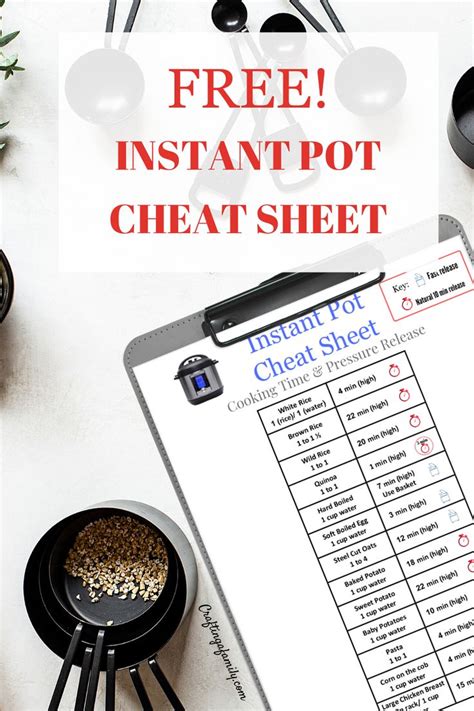 Printable Instant Pot Cheat Sheet