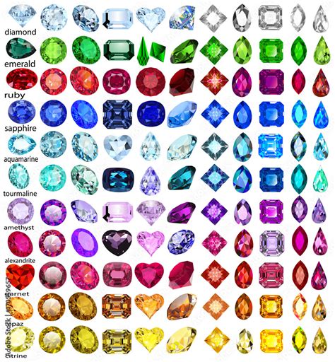 Vetor De Illustration Set Of Precious Stones Of Different Cuts And