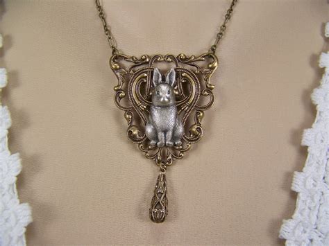 Rabbit Necklace Bunny Necklace Silver Rabbit Filigree Etsy