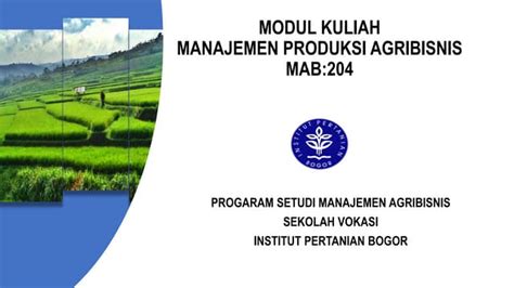 Pertemuan 1 Ruang Lingkup Manajemen Produksi Agribisnis Pdf