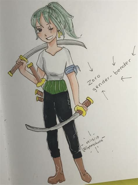 A Drawing Of A Girl With Two Swords In One Hand And The Other Hand On