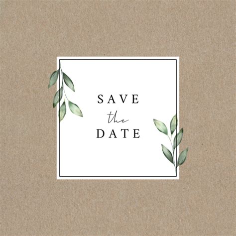 Quadratische Save The Date Karte Mit Kader Und Zweigen