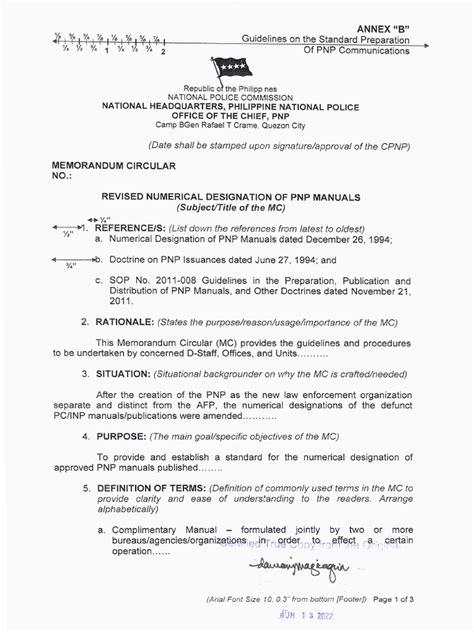 Pnp Mc 2022 076 Pnp Mc Standard Format Pdf