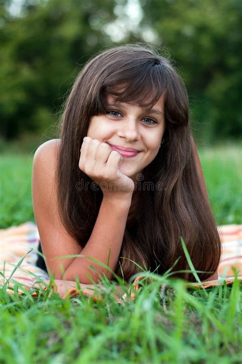 Brunette Teen Girl On Nature Stock Image Image Of Hair Dark 26828509