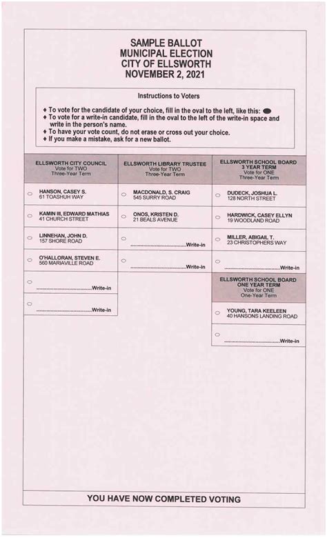 Voting Ballot Template