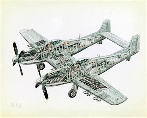 North American XP-82 Twin Mustang | Cutaway, Wwii aircraft, Wwii airplane