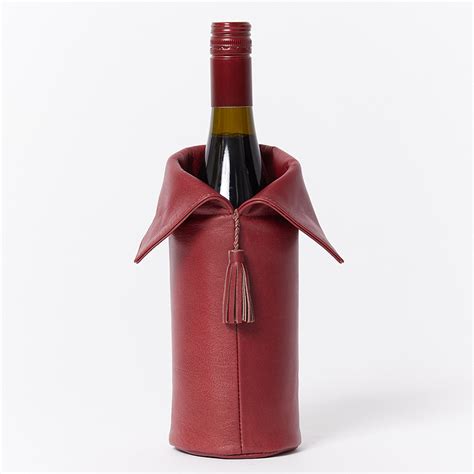 Wine Bottle Leather Cover Insulated Burgundy Opakuma