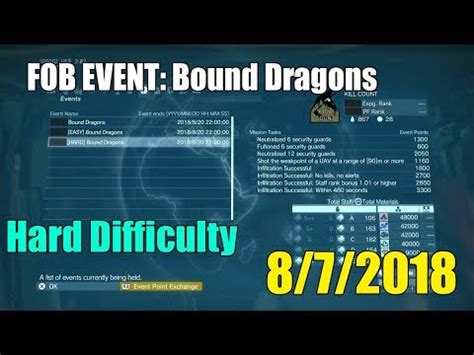 Metal Gear Solid V FOB Event Bound Dragons HARD July 25th Guide