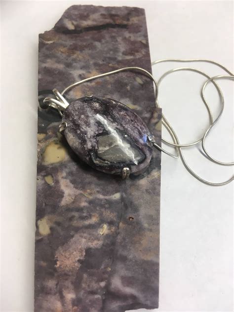 Stunning Rare Purple Rhyolite Large Sterling Silver Pendant Etsy