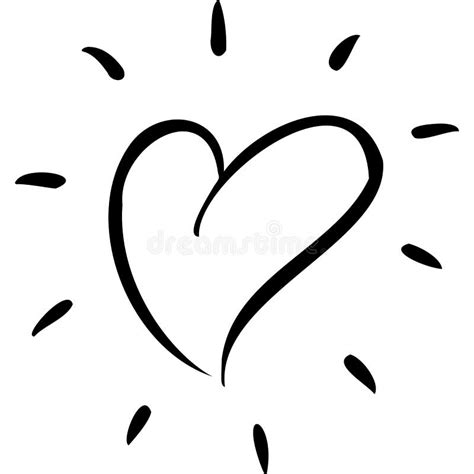 Heart With Rays Sketch Vector Illustration Stock Illustration