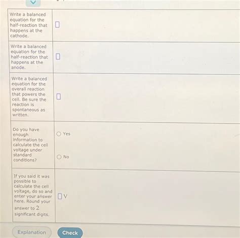 Solved = O ELECTROCHEMISTRY Designing a galvanic cell from | Chegg.com 