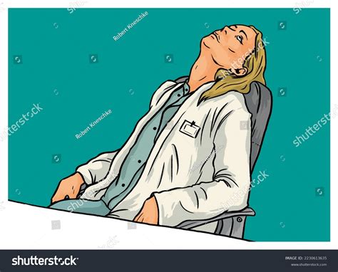 Exhausted Woman Doctor Nurse Resting On Stock Illustration 2230613635 ...