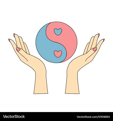 Female Hands Holding Yin Yang Sign Royalty Free Vector Image