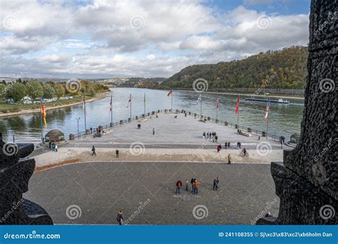 The German Corner In Koblenz Germany Where River Rhein And Mosel Meet