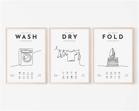 Lr05 Wash Dry Fold Laundry Room Poster Three Pieces Print Etsy Australia