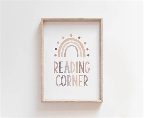 Watercolor Reading Corner Sign Reading Corner Decor Boho Etsy