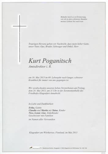 Parte für POGANITSCH Kurt pax requiem