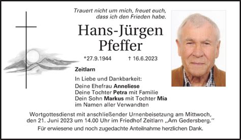 Traueranzeigen Von Hans J Rgen Pfeffer Mittelbayerische Trauer