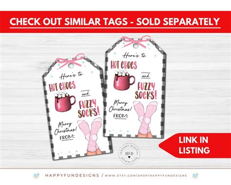 Hot Chocs And Fuzzy Socks Gift Tag Printable Christmas Socks Etsy
