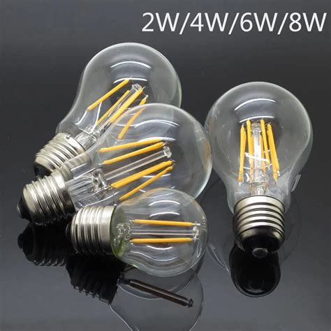 A60 Filament Led Bulbs 8w 6w Dimmable E27 E26 B22 360° Led Lights 110lmw Ac85~265v Warm