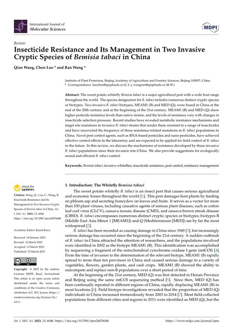 Pdf Insecticide Resistance And Its Management In Two Invasive Cryptic